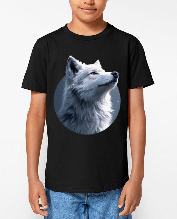 T-shirt Enfant Illustration de Loup Blanc Par KronoArt