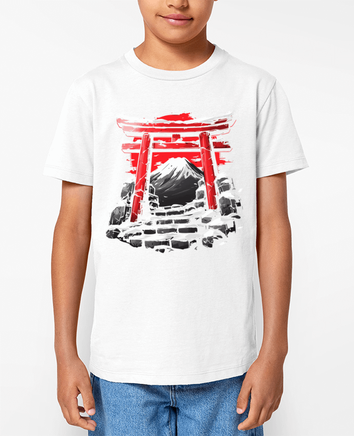 T-shirt Enfant Temple Japonnais et Mont Fuji Par KronoArt