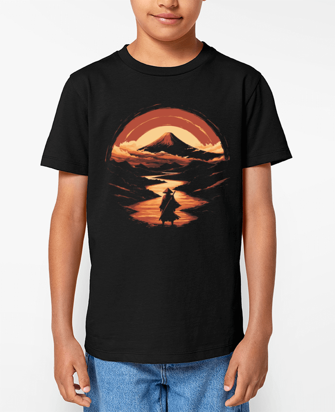 T-shirt Enfant Samouraï et Mont Fuji Par KronoArt