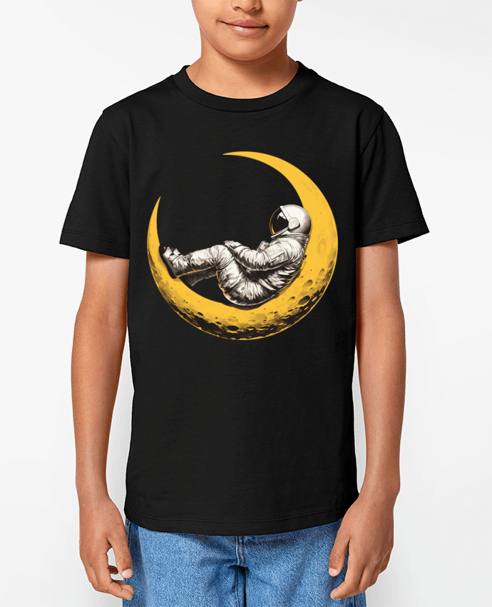 T-shirt Enfant Un astronaute sur un croissant de Lune Par KronoArt