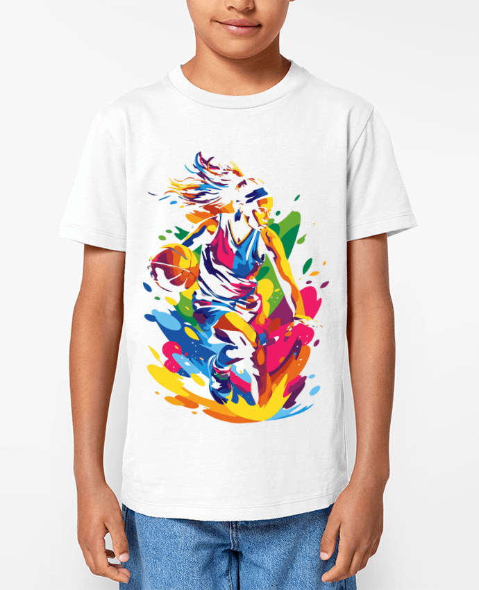 T-shirt Enfant Femme qui fait du basket Par KronoArt