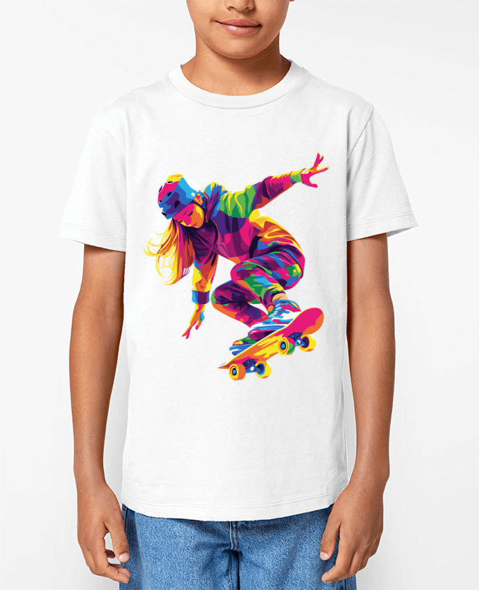 T-shirt Enfant Femme qui fait du Skate Par KronoArt