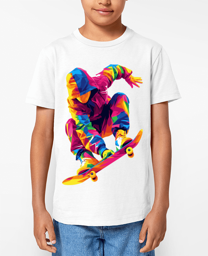 T-shirt Enfant Homme qui fait du Skate Par KronoArt
