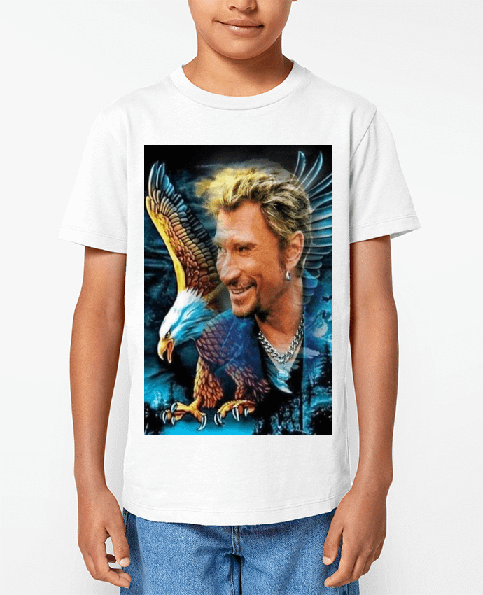 T-shirt Enfant Dessin de Johnny Hallyday Par White Tiger 60