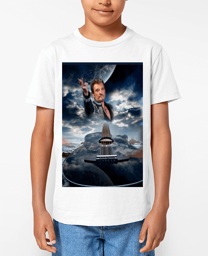 T-shirt Enfant Johnny Hallyday avec Guitare Par White Tiger 60