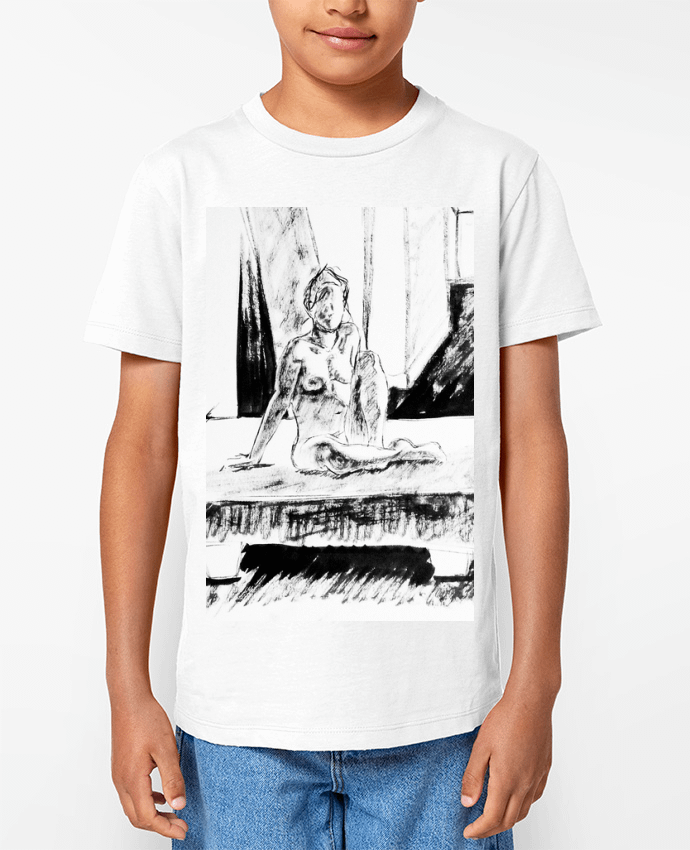 T-shirt Enfant Dessin noir et blanc d'une femme nue Par Simple Art