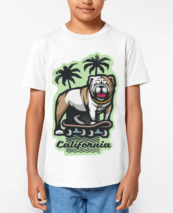 T-shirt Enfant Cool bulldog sur Skateboard California Par TrendCadeaucool