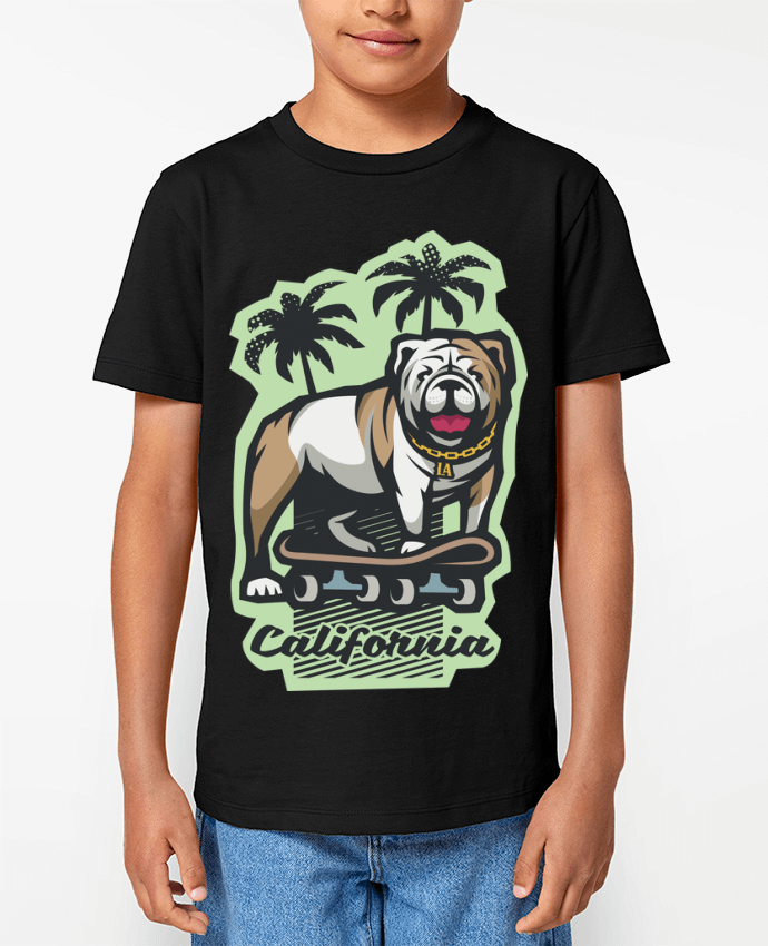 T-shirt Enfant Cool bulldog sur Skateboard California Par TrendCadeaucool