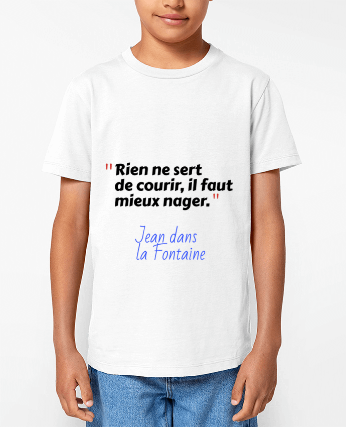 T-shirt Enfant Rien ne sert de courir, il faut mieux nager - Jean dans la Fontaine Par Seb337413