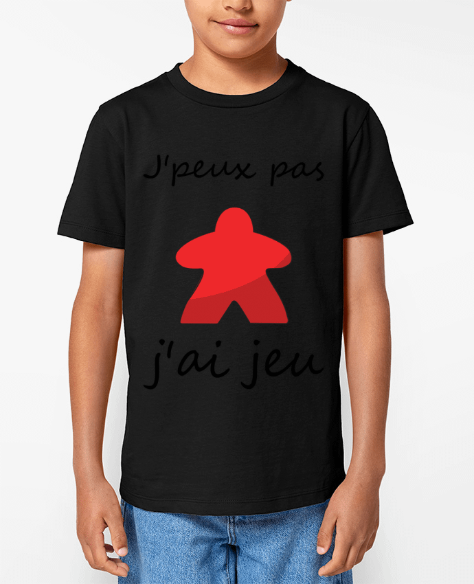 T-shirt Enfant j'peux pas j'ai jeu Meeple Rouge Par Le Repaire des Joueurs