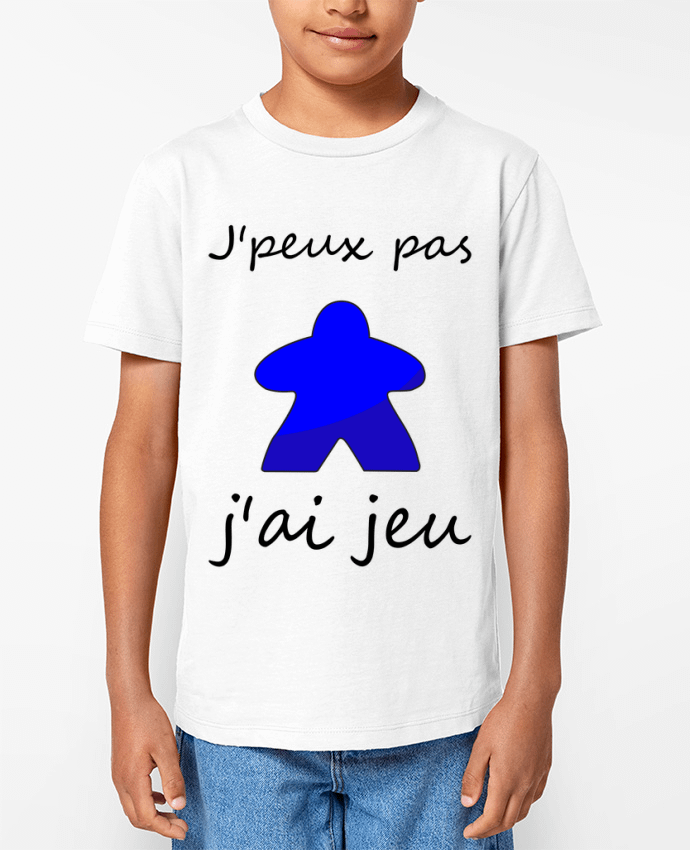 T-shirt Enfant j'peux pas j'ai jeu meeple bleu Par Le Repaire des Joueurs