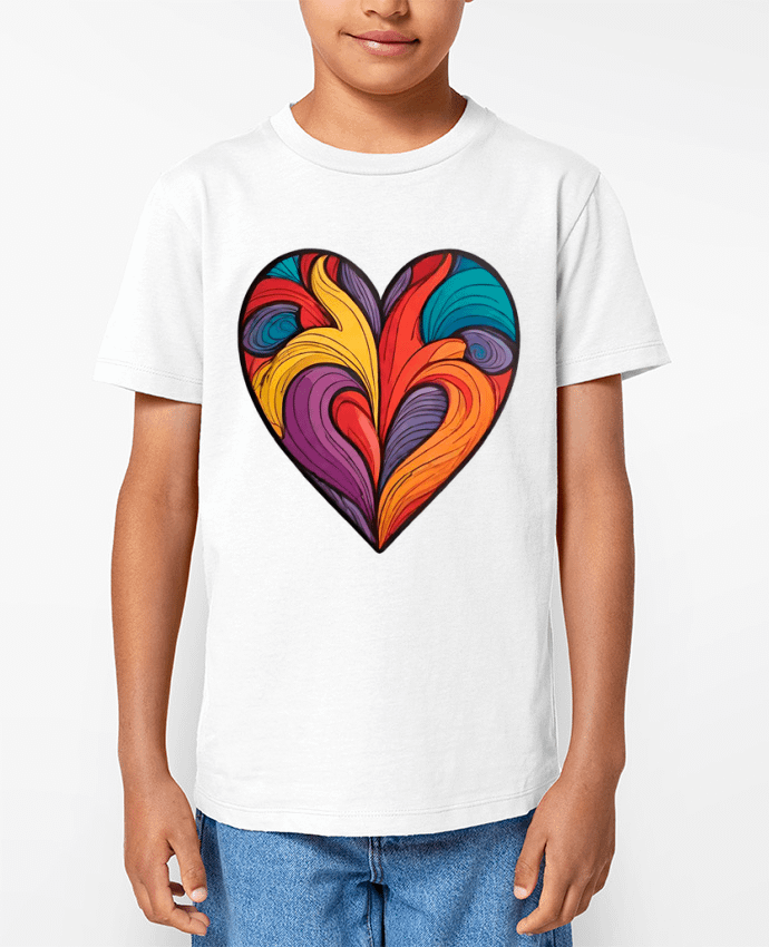 T-shirt Enfant COEUR MULTICOLORE Par 33designerarte