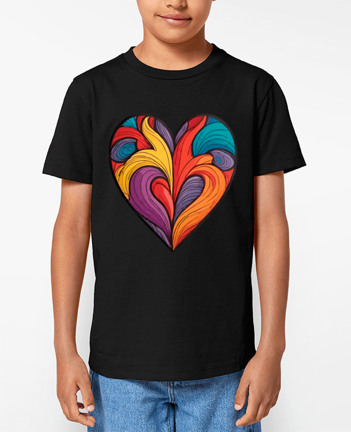 T-shirt Enfant COEUR MULTICOLORE Par 33designerarte