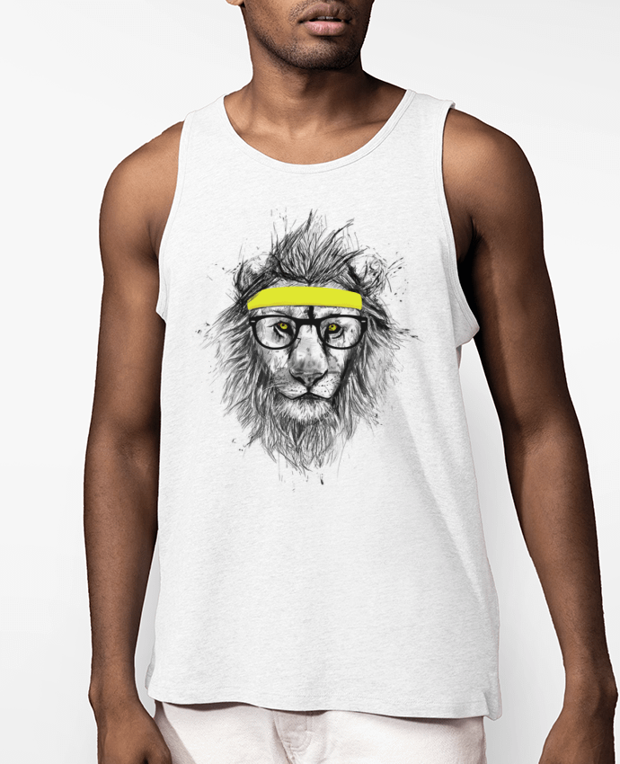 Débardeur Homme Bio Hipster Lion Par Balàzs Solti