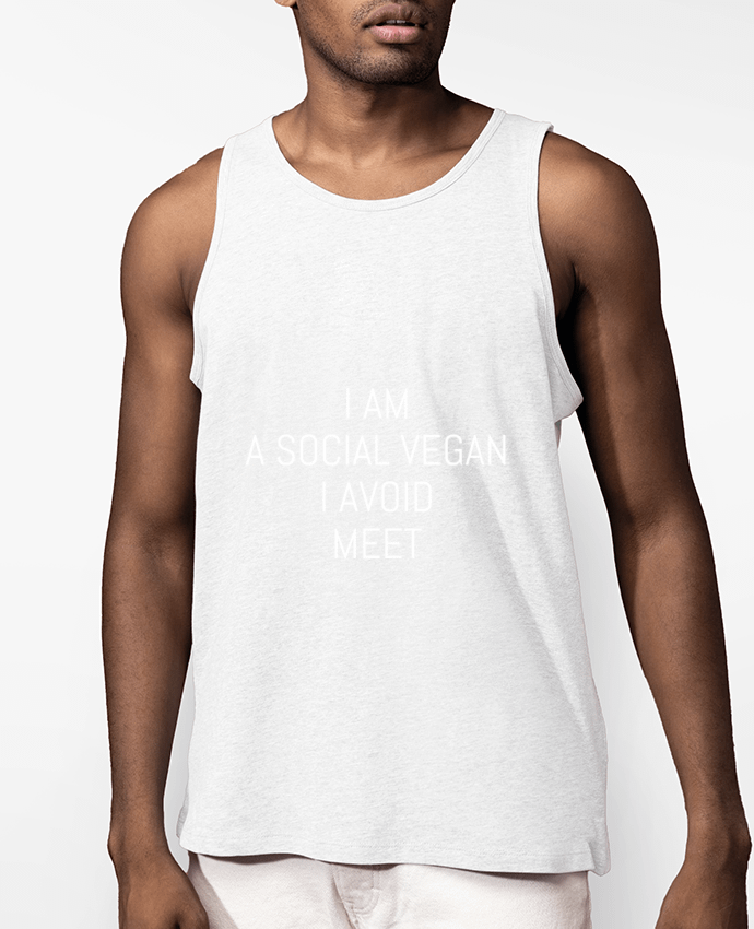 Débardeur Homme I am a social vegan I avoid meet Par Bichette