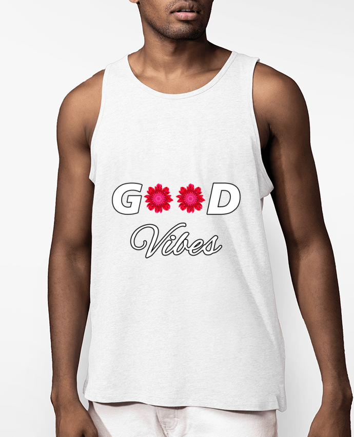 Débardeur Homme Good Vibes avec Fleurs Roses et Rouges Par LV-CREATOR