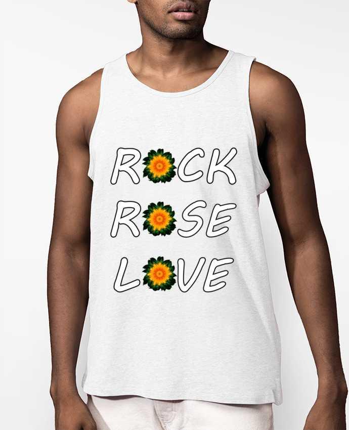 Débardeur Homme Rock, Rose, Love avec fleurs Oranges et Vertes Par LV-CREATOR