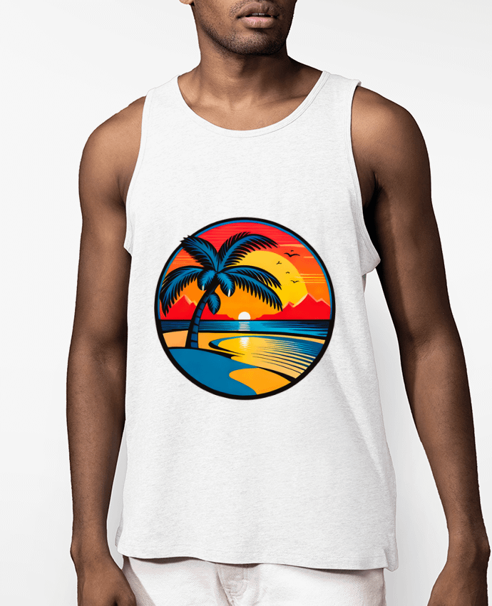 Débardeur Homme plage palmier sable Par EliseDesign