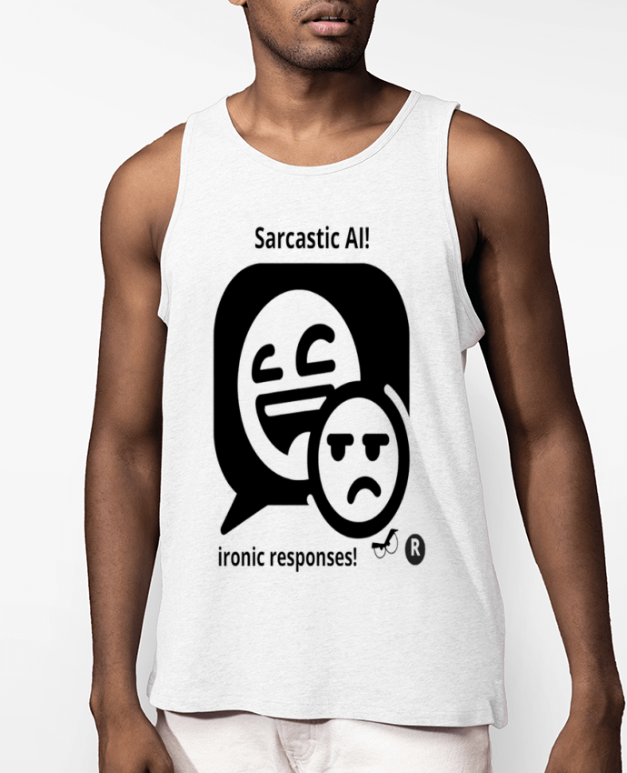 Débardeur Homme HUMOUR GEEK INTELLIGENCE ARTIFICIELLE NOIR  ET BLANC MOTIF UNIQUE Par LIAMRIVIERART