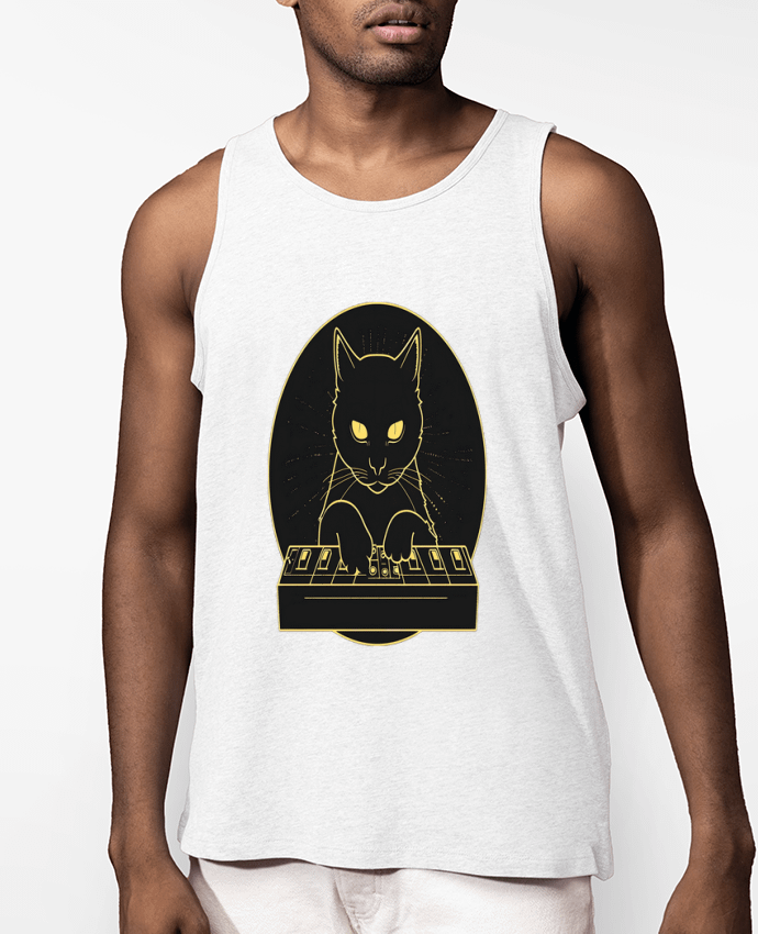 Débardeur Homme BLACK SYNTH CAT 2 Par PhilK