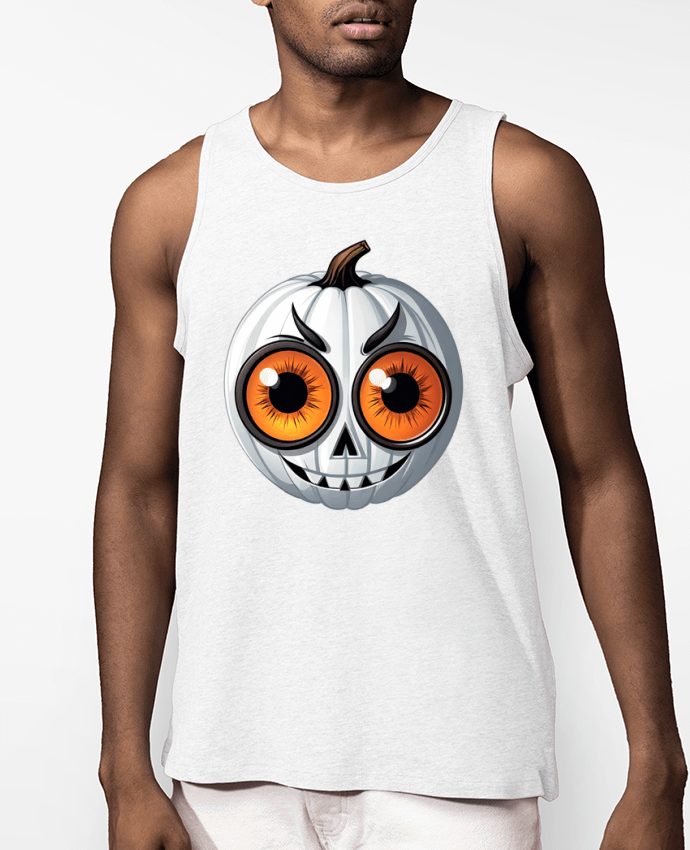 Débardeur Homme WHITE PUMPKIN WITH EYES Par 33designerarte