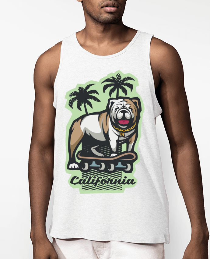 Débardeur Homme Cool bulldog sur Skateboard California Par TrendCadeaucool