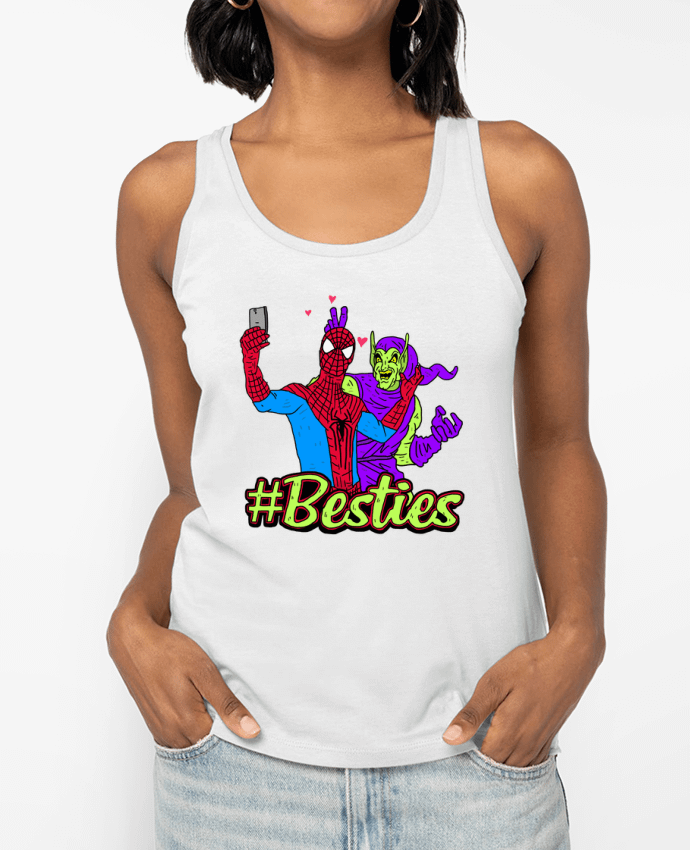 Débardeur écoresponsable femme #Besties Spiderman Par Nick cocozza