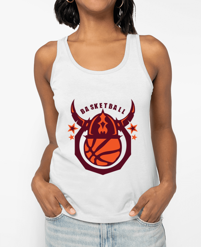 Débardeur écoresponsable femme basketball casque viking logo sport club Par Achille