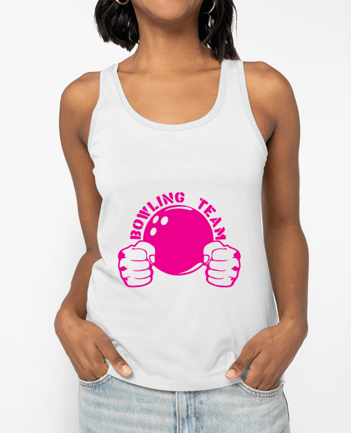 Débardeur écoresponsable femme bowling team poing fermer logo club Par Achille