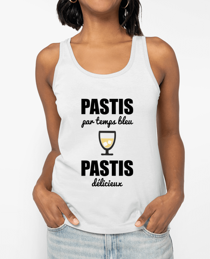 Débardeur écoresponsable femme Pastis por temps bleu pastis délicieux Par Benichan