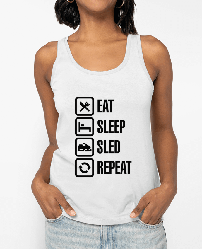 Débardeur écoresponsable femme Eat, sleep, sled, repeat Par LaundryFactory