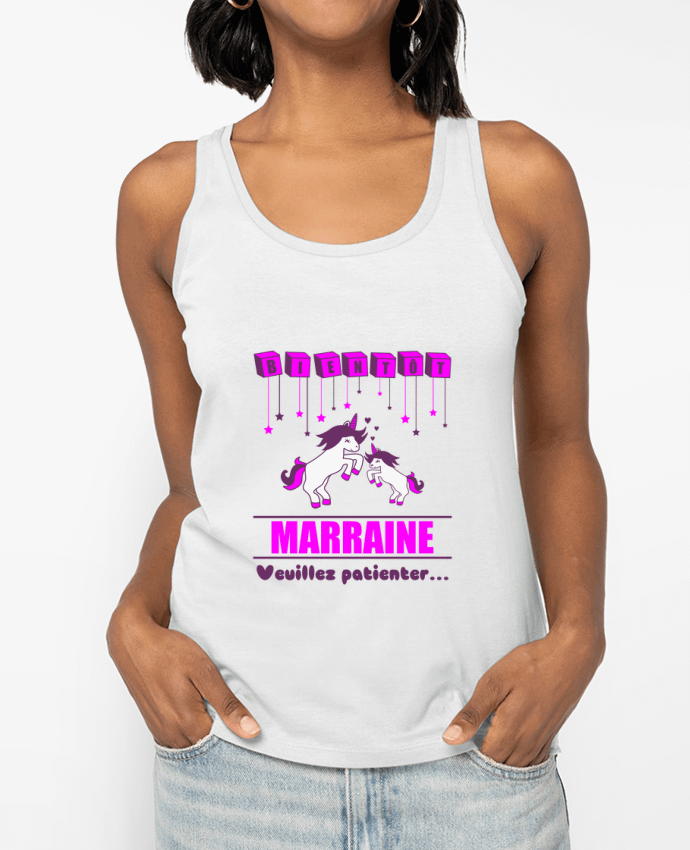 Débardeur Bientôt Marraine, future marraine, licorne Par Benichan