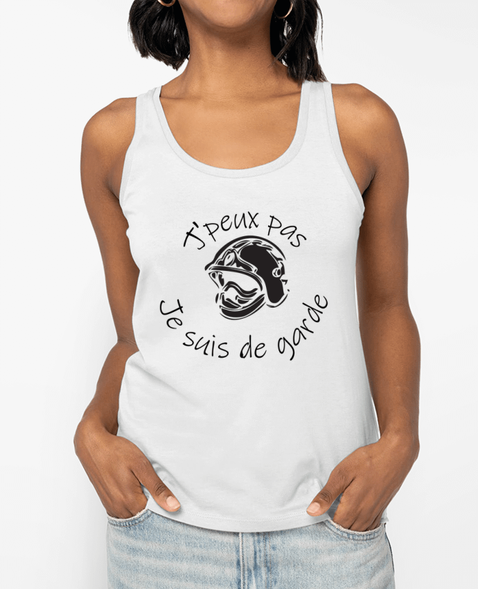 Débardeur écoresponsable femme pompier - j'peux pas je suis de garde Par jorrie