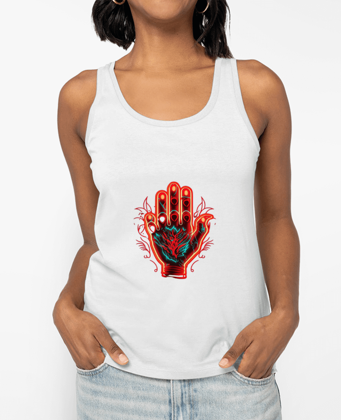 Débardeur écoresponsable femme ma main c est ma vie ,je peux rien toucher et pas gouter. Par Nasa shop