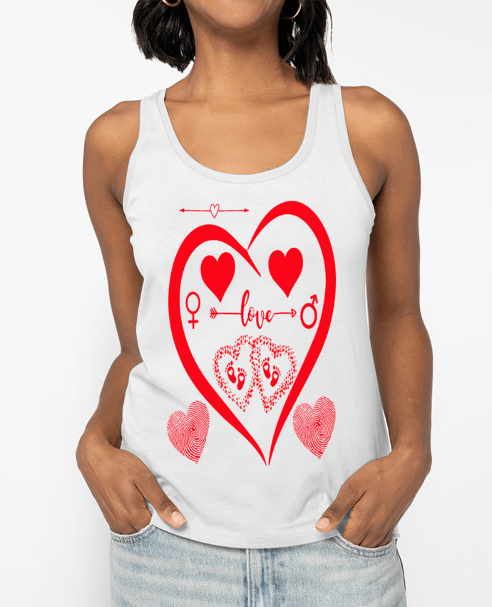 Débardeur NAISSANCE BEBE COEUR ROUGE DE FAMILLE MAMAN PAPA BEBE Par LIAMRIVIERART