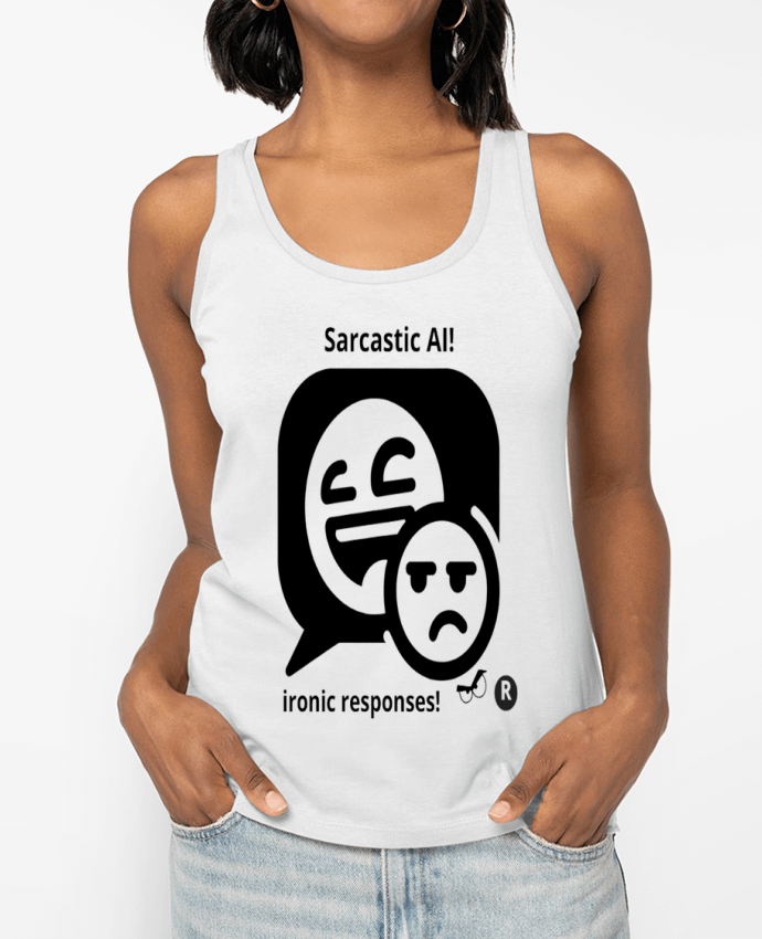 Débardeur HUMOUR GEEK INTELLIGENCE ARTIFICIELLE NOIR  ET BLANC MOTIF UNIQUE Par LIAMRIVIERART