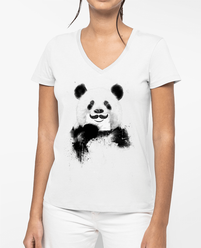 T-shirt femme col V Funny Panda Balàzs Solti par Balàzs Solti