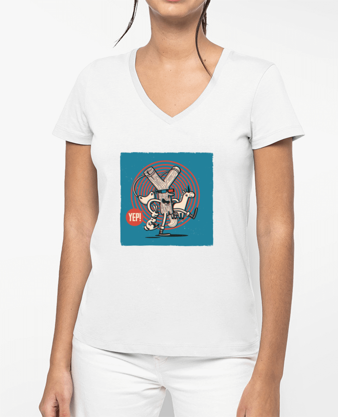 T-shirt femme col V YEP! Lance Pierre 3D par YEP!