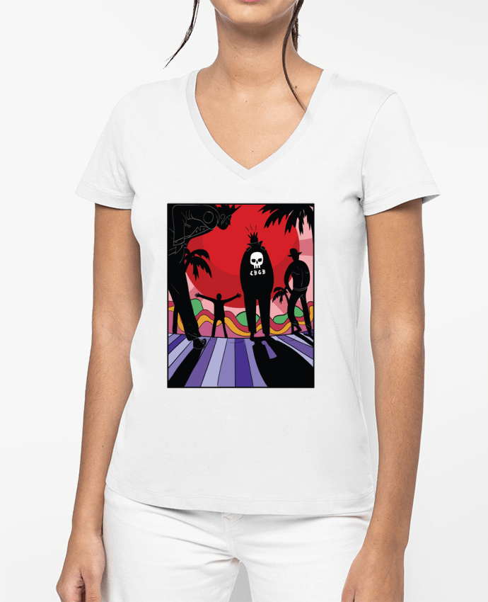 T-shirt écoresponsable col V femme redhotmoon por Arya Mularama