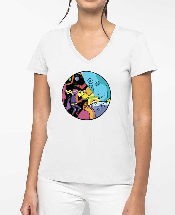 T-shirt femme col V cosmic par Arya Mularama