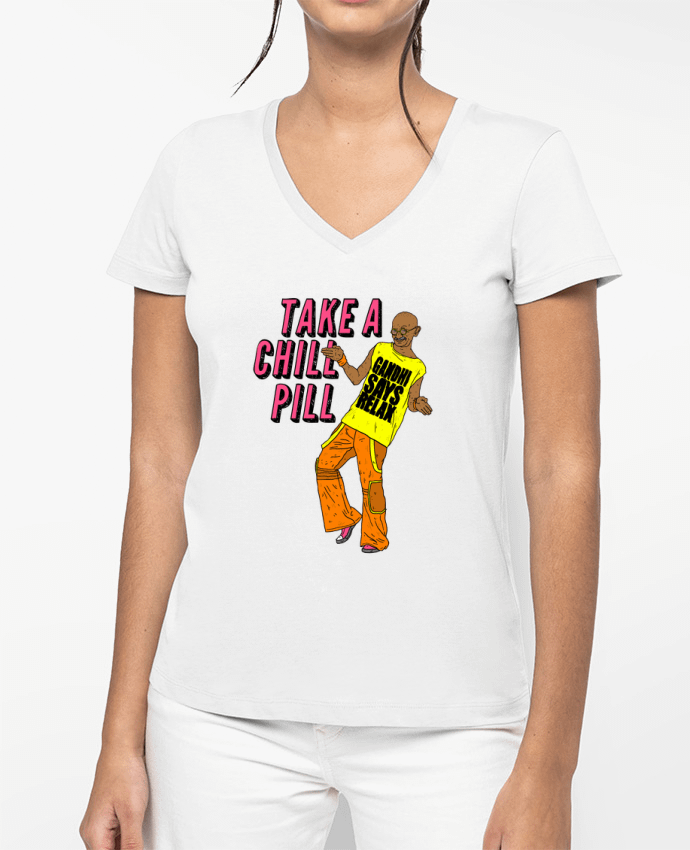 T-shirt femme col V Chill Pill par Nick cocozza