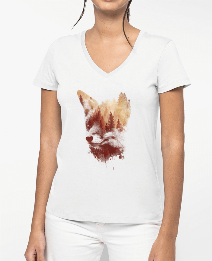 T-shirt écoresponsable col V femme Blind fox by robertfarkas