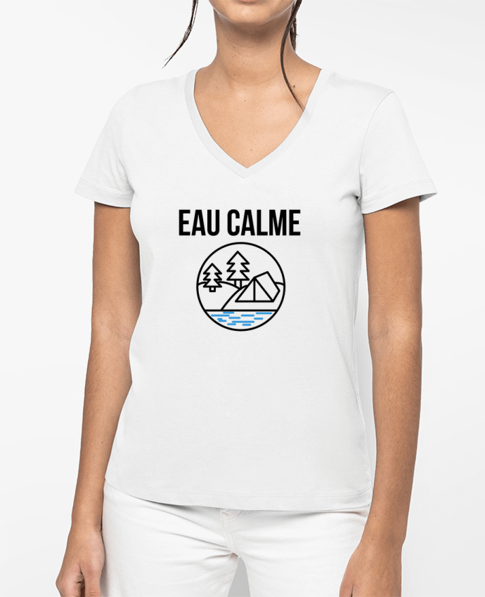 T-shirt femme col V eau calme par Ruuud