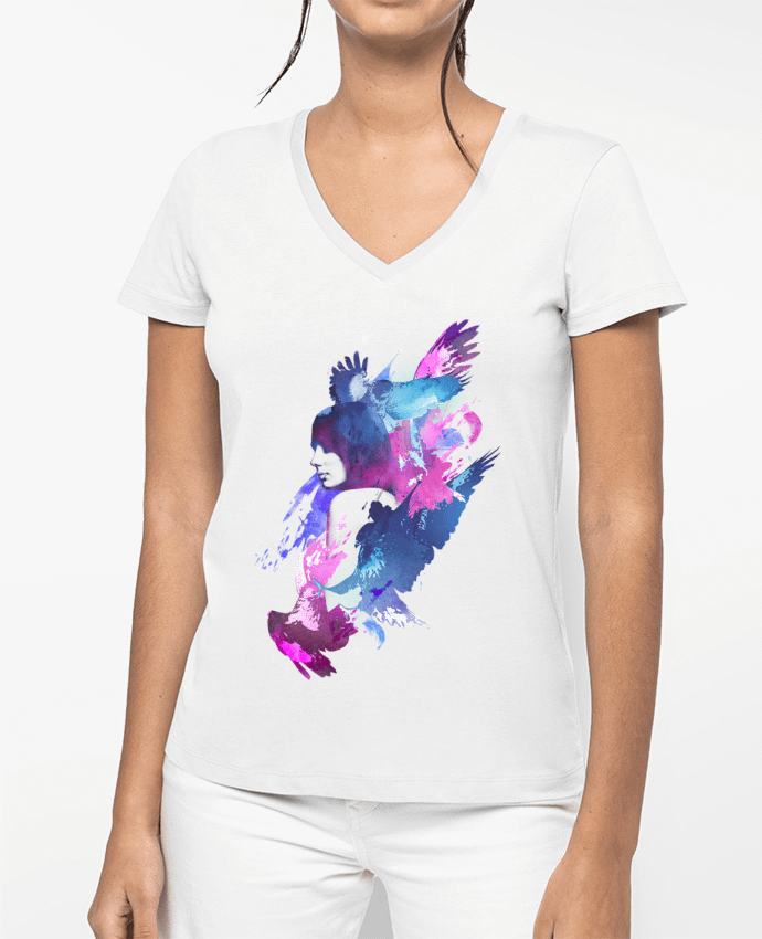 T-shirt femme col V Bloody fight par robertfarkas