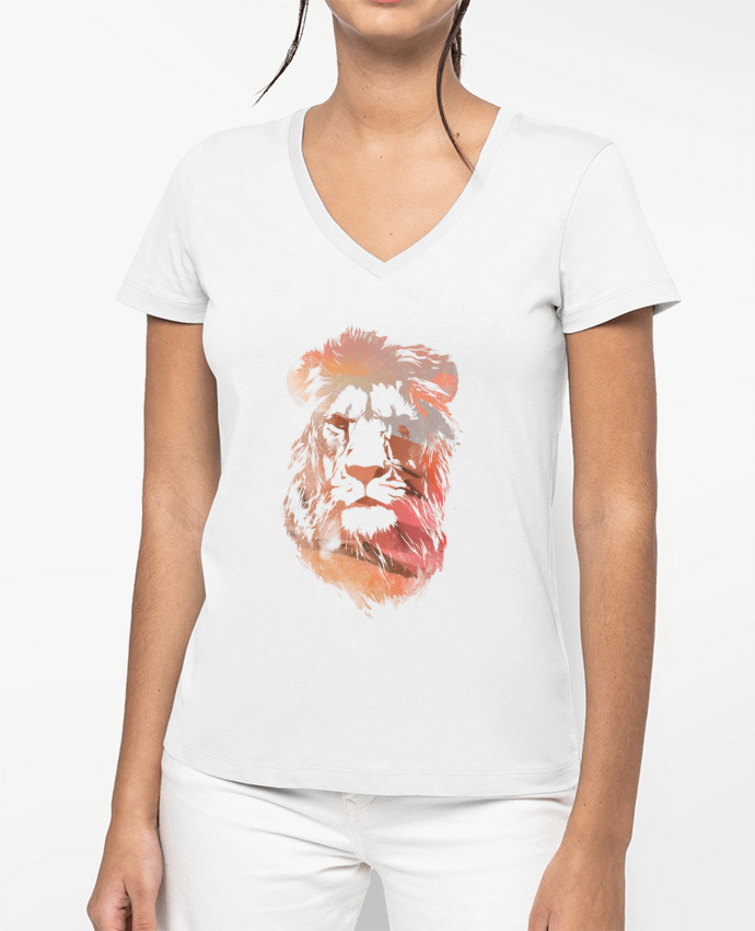 T-shirt femme col V Desert lion par robertfarkas