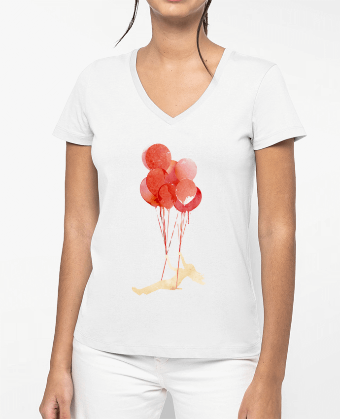 T-shirt femme col V Fly away par robertfarkas