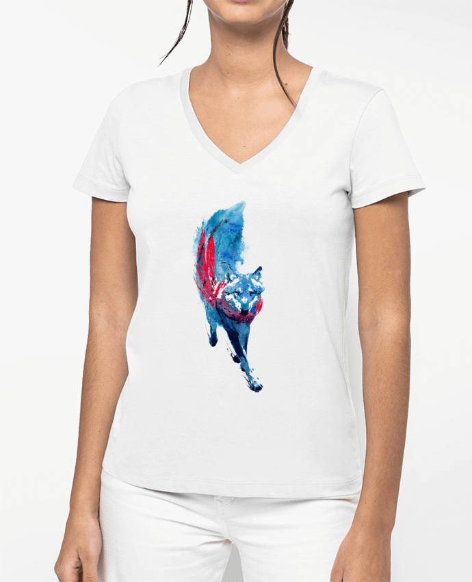 T-shirt femme col V Lupus lupus par robertfarkas