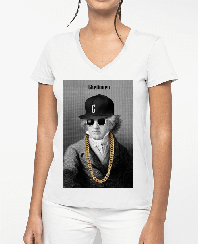 T-shirt écoresponsable col V femme Ghettoven por 