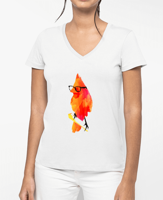 T-shirt femme col V Punk bird par robertfarkas