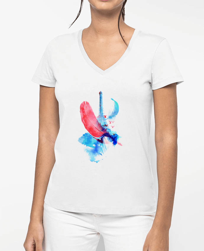 T-shirt écoresponsable col V femme Pigeons of Paris por robertfarkas